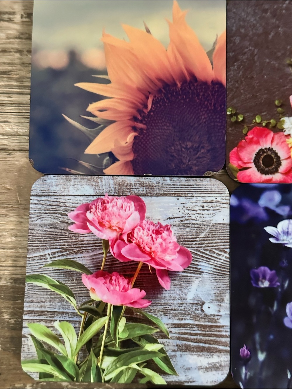 Floral Photo Coaster Set - Multi-Color - Picture 2 of 6